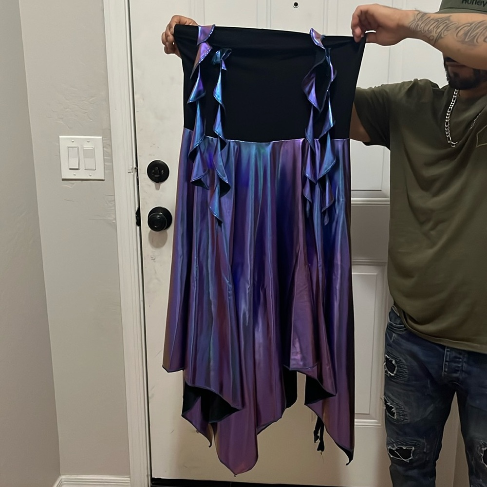 Versatile black and holographic dress